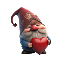 valentines journée gnome en portant l'amour rouge cœur png