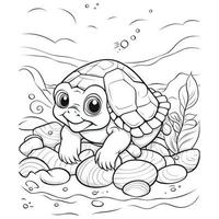 Beautiful Cute Turtle Coloring Pages vector