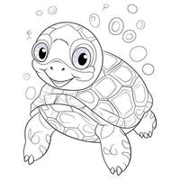 hermosa linda Tortuga colorante paginas vector