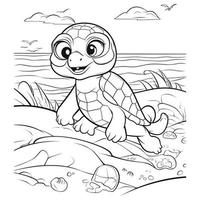 Beautiful Cute Turtle Coloring Pages vector