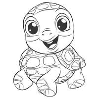 Beautiful Cute Turtle Coloring Pages vector