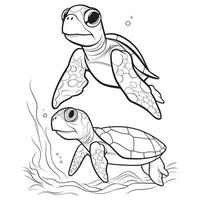 Beautiful Cute Turtle Coloring Pages vector