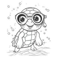 Beautiful Cute Turtle Coloring Pages vector