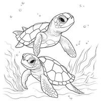 hermosa linda Tortuga colorante paginas vector