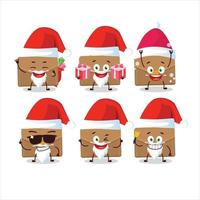 Papa Noel claus emoticones con marrón maleta dibujos animados personaje vector