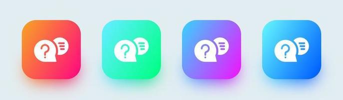 Question solid icon in square gradient colors. Help signs vector illustration.