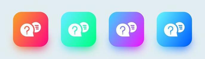 pregunta sólido icono en cuadrado degradado colores. ayuda señales vector ilustración.