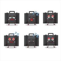 Cartoon character of black suitcase with sleepy expression vector