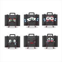 Black suitcase cartoon character with sad expression vector