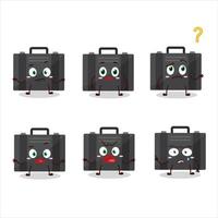 Cartoon character of black suitcase with what expression vector