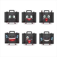 Cartoon character of black suitcase with smile expression vector