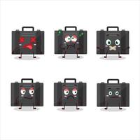 Black suitcase cartoon character with nope expression vector