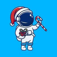 Navidad en espacio, astronauta celebrando el festivo temporada vector