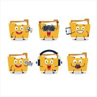 File folder a cartoon character are playing games with various cute emoticons vector