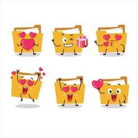 File folder a cartoon character with love cute emoticon vector