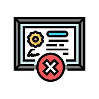 certificate disapprove color icon vector illustration