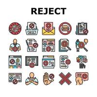 reject man stop stamp cancel icons set vector