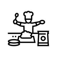 Cocinando niño ocio línea icono vector ilustración