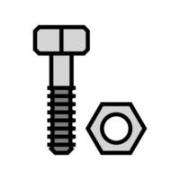 nut and bolt tool work color icon vector illustration