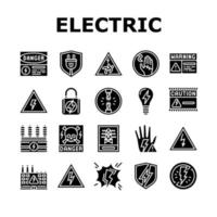 electric danger shock power icons set vector