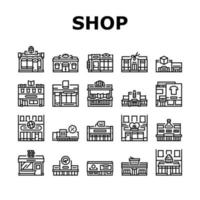 store shop retail market icons set vector