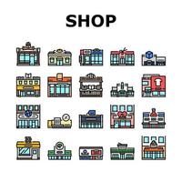 store shop retail market icons set vector