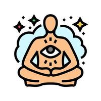 focused meditation yoga color icon vector illustration