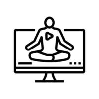 web online yoga relax line icon vector illustration