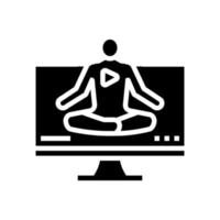 web en línea yoga relajarse glifo icono vector ilustración