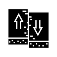 transformar terremoto glifo icono vector ilustración