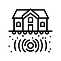 casa proteger terremoto línea icono vector ilustración