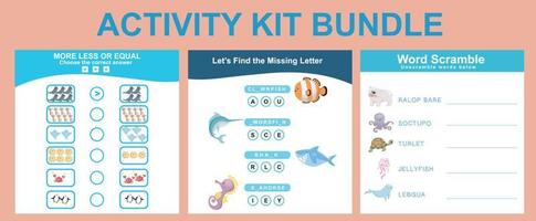 Activity sheet for children. Educational printable worksheet. Sea animal worksheet theme. Motor skills education. Vector illustrations.