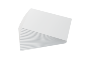 Mockup of business cards fan stack at white textured paper 3d illustration png