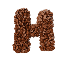 Letter H made of chocolate Chunks Chocolate Pieces Alphabet Letter H 3d illustration png