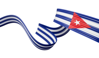 cuba ou ilustração 3d da fita abstrata ondulada da bandeira cubana. png