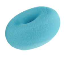Fluffy blue 3D shape on transparent background, as png. Furry, soft and hairy. Trendy, cute design element. Cut out object. 3D rendering. png