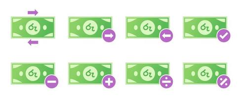 Sri Lankan Rupee Money Transaction Icon Set vector