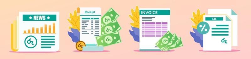 Sri Lankan Rupee Receipt and Documents Illustration