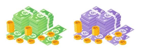 Sri Lankan Rupee Money Bundle and Coins vector