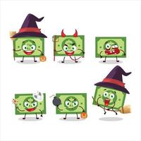 Halloween expression emoticons with cartoon character of money vector