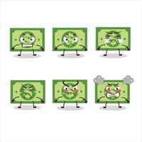 Money cartoon character with various angry expressions vector