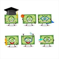 School student of money cartoon character with various expressions vector