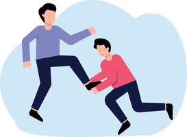 Two boys are fighting. vector