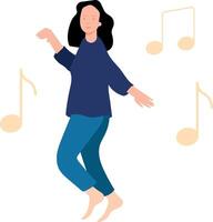 la chica está bailando con la música. vector