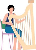 The girl is playing the harp. vector