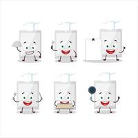 dibujos animados personaje de blanco tableta con varios cocinero emoticones vector