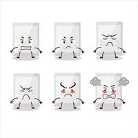 White tablet cartoon character with various angry expressions vector