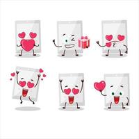White tablet cartoon character with love cute emoticon vector