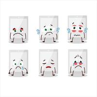 White tablet cartoon character with sad expression vector