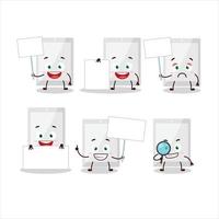 White tablet cartoon character bring information board vector